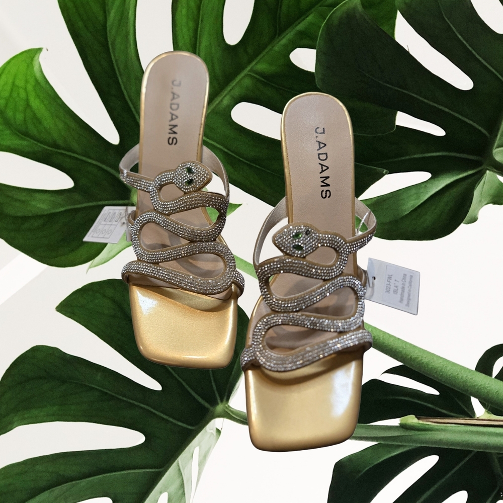 J. Adams Elegant Gold Heels with Silver Accents